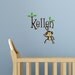 Kids Monogram Monkey Name vinyl decal decor, jungle art safari sticker