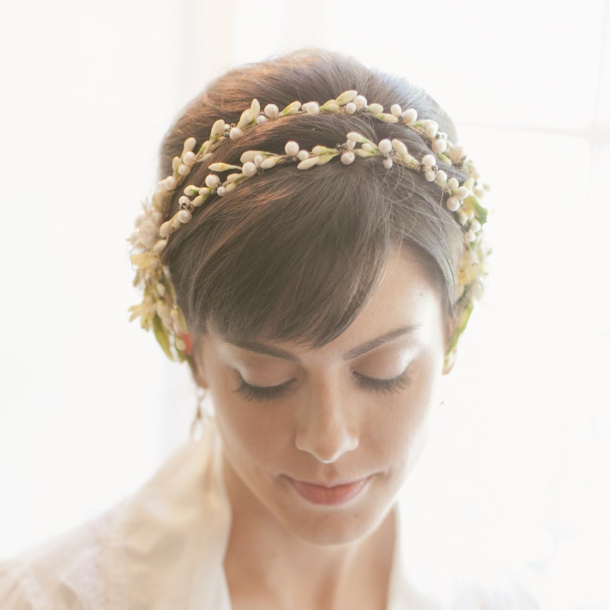 Vintage Inspired Double Orange Blossom Wedding Crown 705