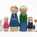 Custom Family of 6 - One of a Kind Hand-Painted Wooden Peg Dolls - Unique Family Portrait
