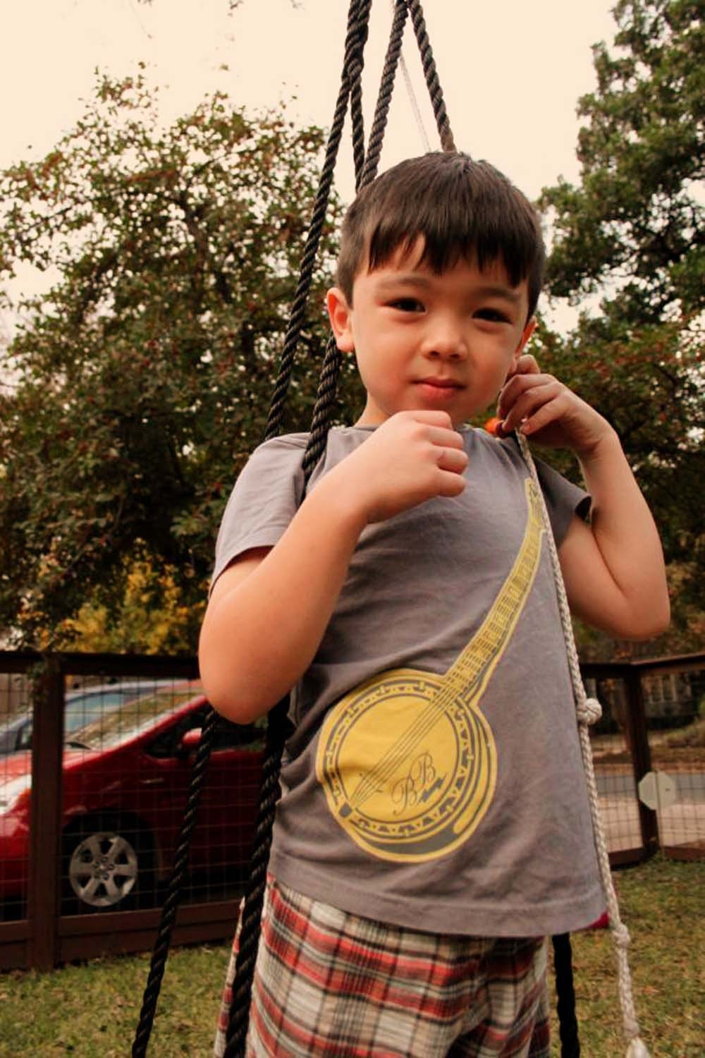 Banjo T-shirt- Organic Kids Shirt Screenprinted and Stitched