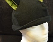 Fleece and Crushed Green Velvet Cat Ear Hat