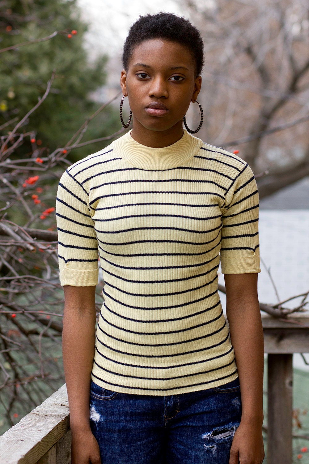 Vintage Yellow Striped Top- Size Small/Medium