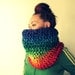 Rainbow Cowl Scarf. Bright Colorful Extra Chunky.