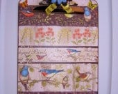 Birds Butterflies and Floral Altered Handmade Clipboard