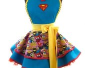 Retro Apron - SuperWoman Sexy Womans Aprons - Vintage Apron Style - Superwoman Pin up Pink Rockabilly Cosplay Lolita