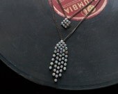 repurposed earring choker necklace // two strand necklace with slightly iridescent colorful rhinestone tassel pendants and gunmetal toned ch
