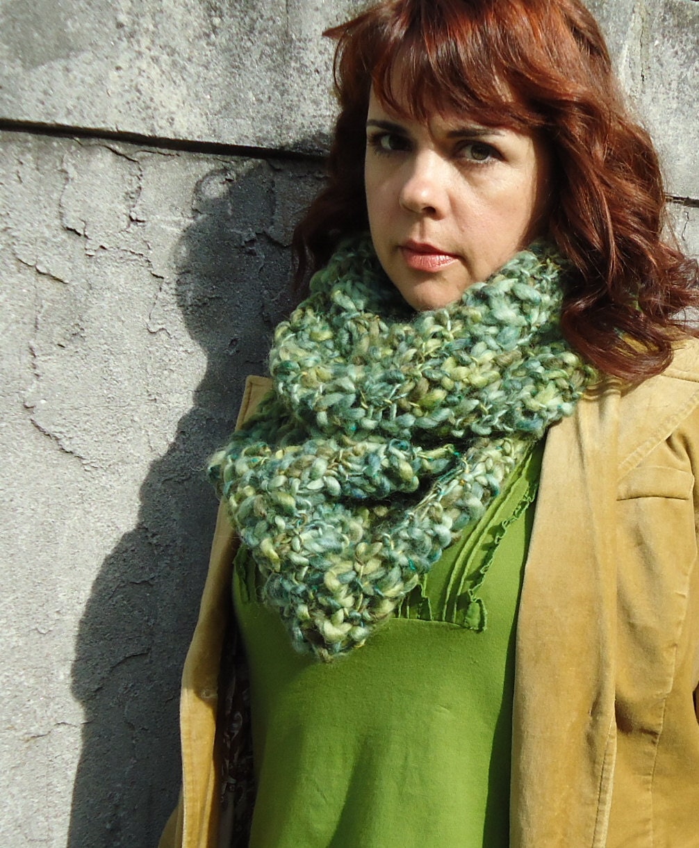 Mossy Green Chunky Infinity Scarf