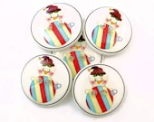 Snowman Buttons.  5  Christmas Decoration or Ornament and Snowman handmade buttons for Sewing, Knitting and Crochet.