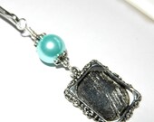 Wedding bouquet photo charm. Baby blue shell pearl frame charm.