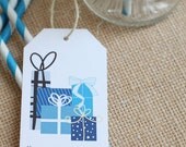 Blue Gifts Galore  - set of 5 holiday gift tags