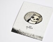 brooch silver white plastic portrait pin - Panda bear - MADE TO ORDER