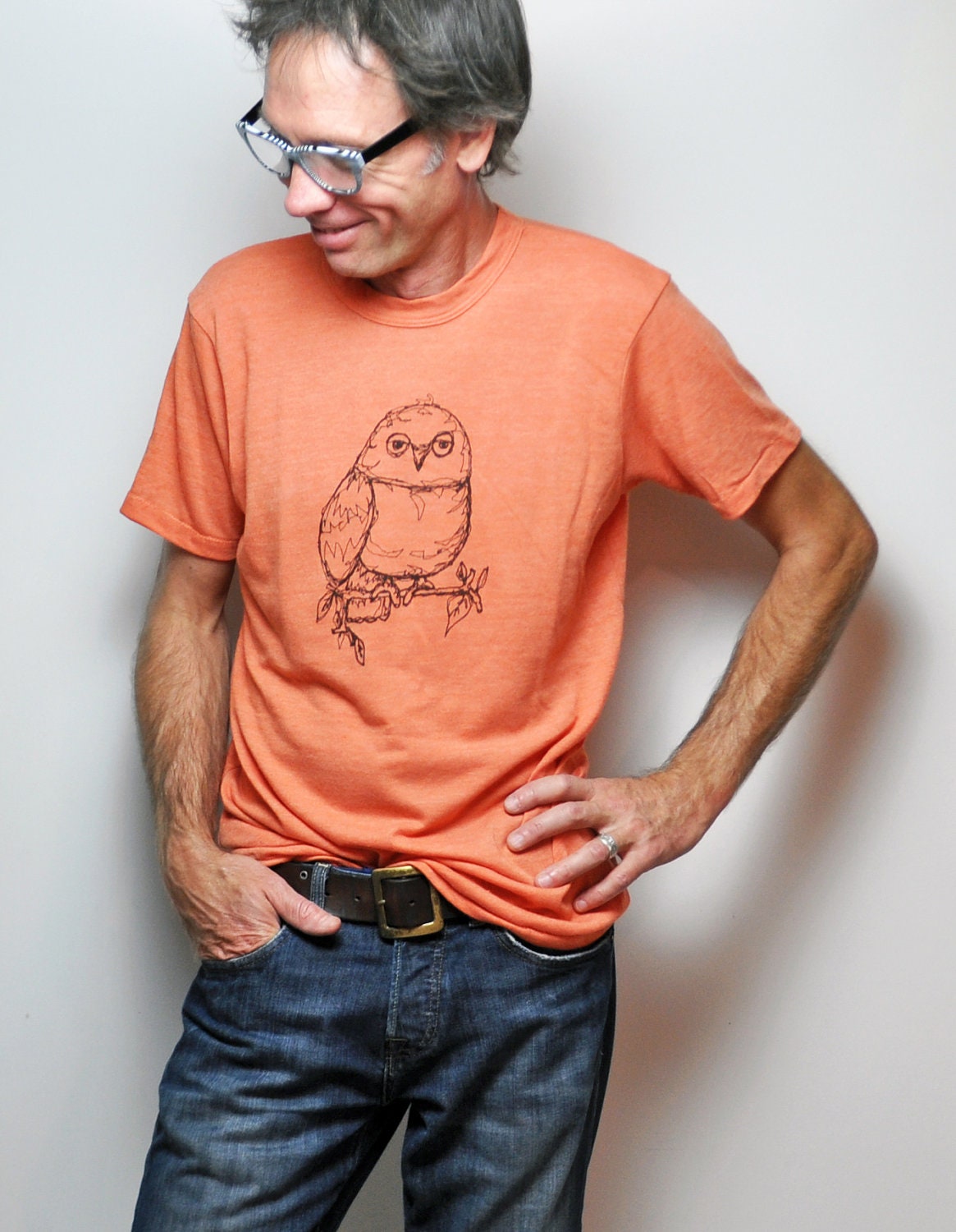 Owl Tee in Eco-Orangel - Unisex