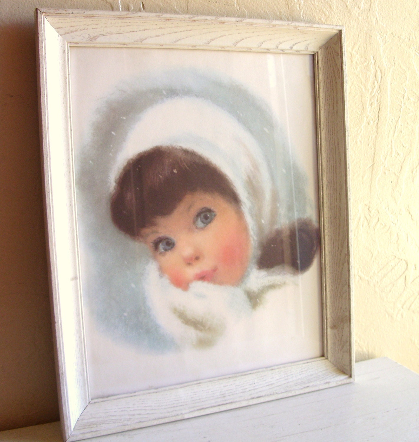 Large Vintage Girl Picture Creamy White Picture Frame 11x14