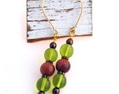 Glowing Green and Gold Earrings