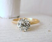 Vintage Old Mine Cut 1.38 carat Solitaire Diamond 14k Engagement Ring