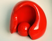 Ceramic Sculpture Abstract "Mother and Child" - Mother's Day, Valentine, Orange, Ltd ed 75