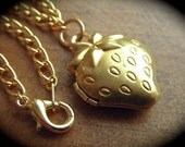 Brass Strawberry Locket Bracelet Gifts For Her