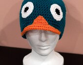 Perry the platypus crochet beanie hat - Made to order