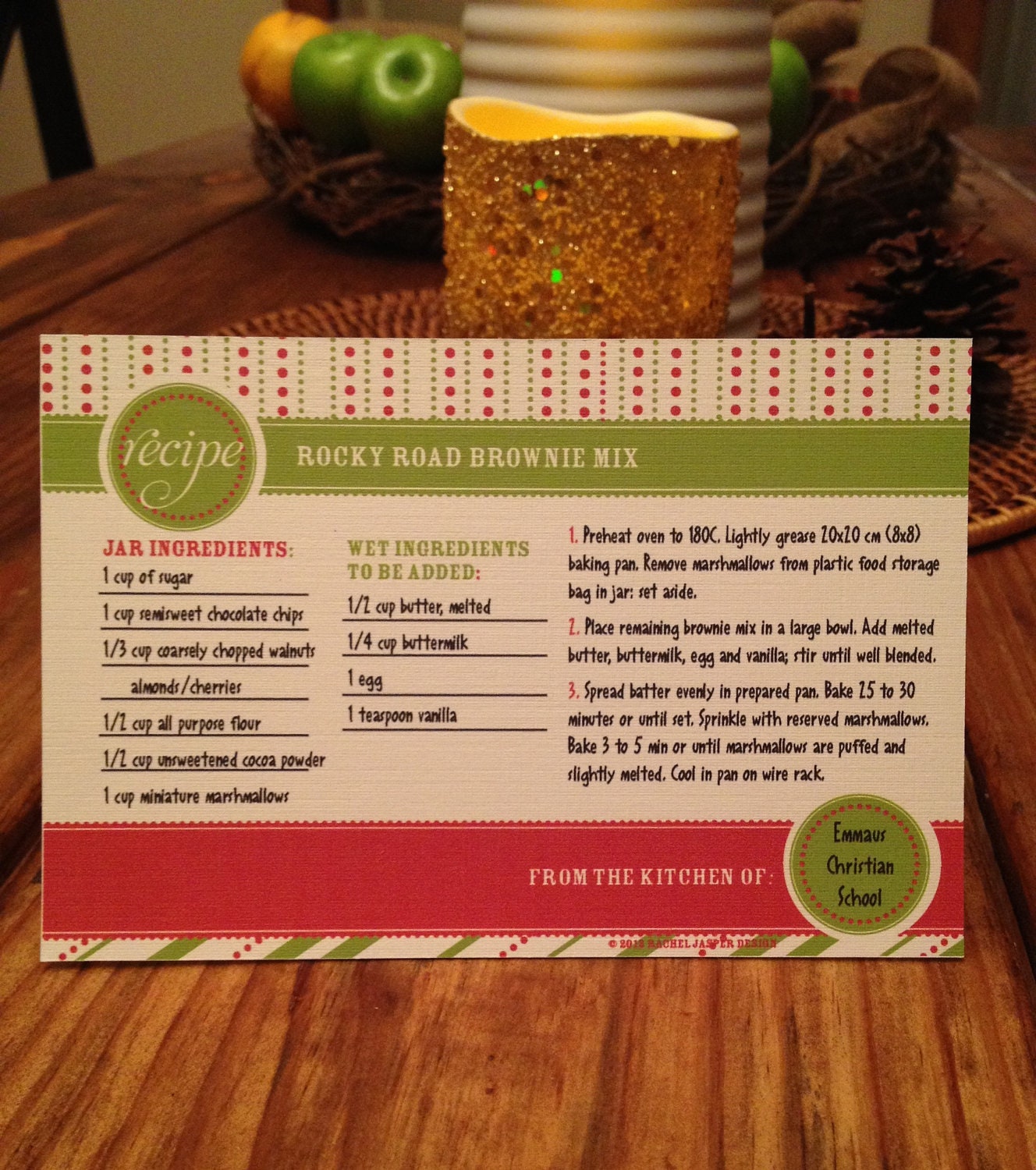 Sugar Dotted Personalized Printable Recipe Card - With Custom Text