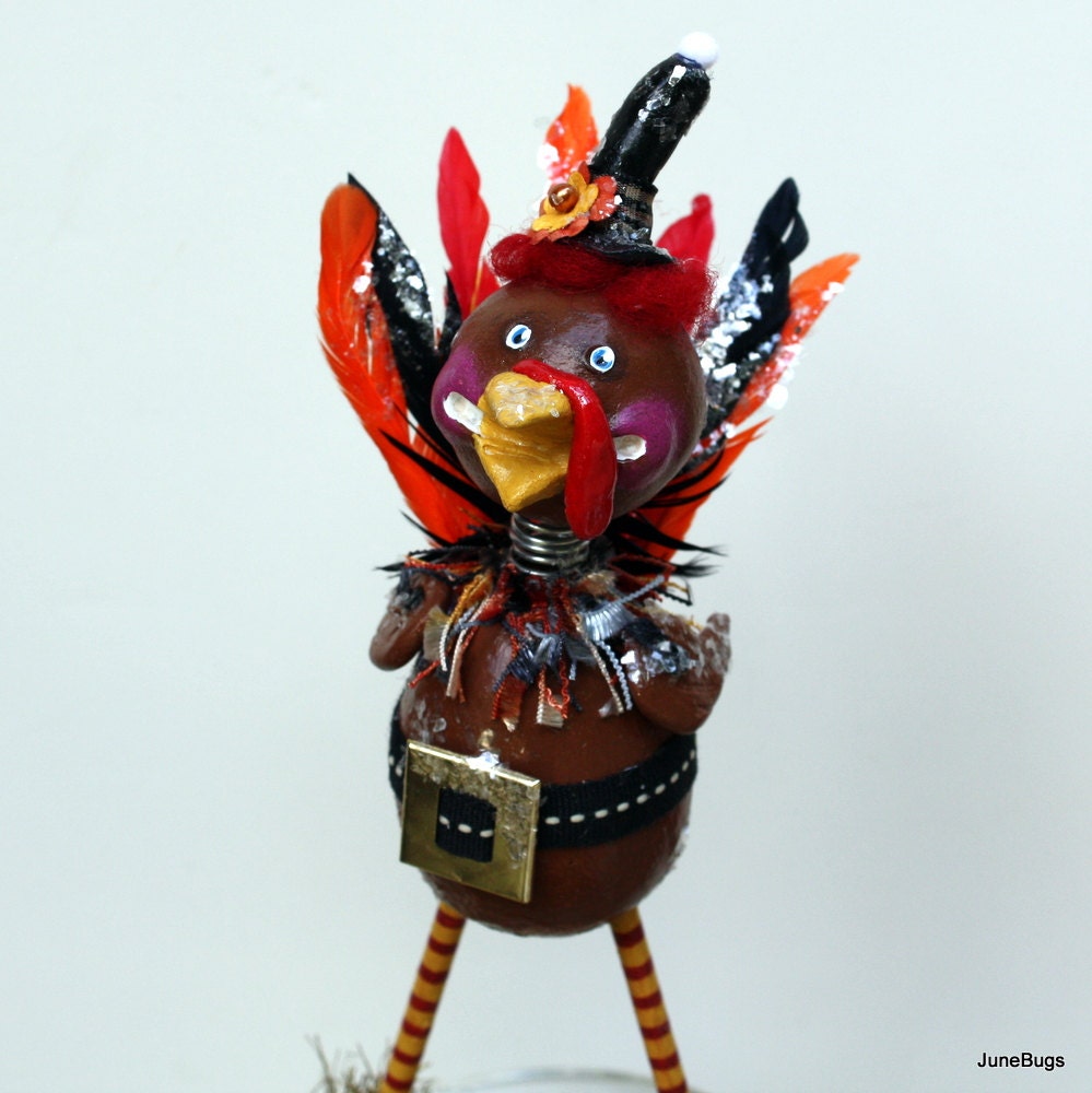Thanksgiving  Holiday Tom Turkey Whimsical Folk Art Doll Decoration