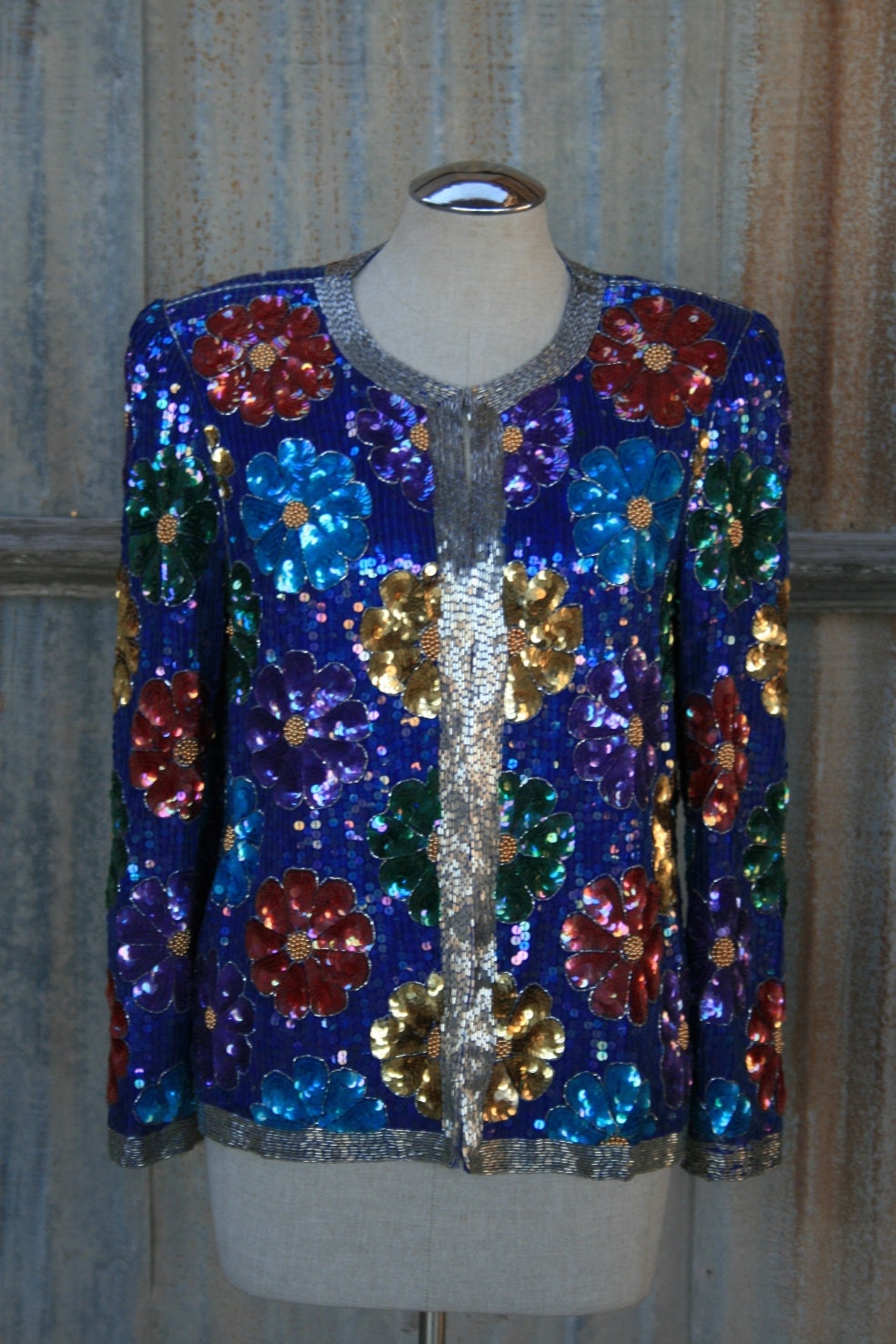Datin' a General - Flashy Colorful Sequined Cocktail Jacket - Holiday Party - Sparkle Shine Glamorous - 1980's Glam