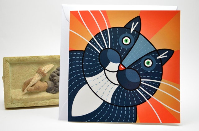 Art card big black cat 'Whiskers'
