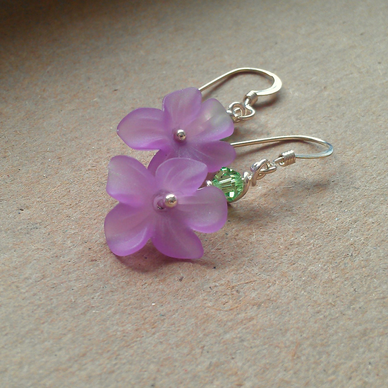 vintage purple lucite flower earrings