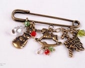 Christmas Pin, Bronze Brooch, Kilt Pin, Sweater Pin, Scarf Pin, Charm Brooch KC1014
