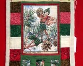 Pine Tree Fairy boy Quilt Handmade Christmas Cicely Mary Barker fabric Wall Hanging Home Decorations Patch Holiday Red Green Cream