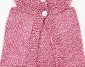 Hand knit cotton vest size 9-12 months red ready to ship