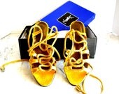 Yves Saint Laurent Dress Sandals // Gold Leather Lace Up (8 1/2)