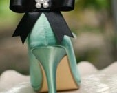 39 Shoe Clips Black / Blue / Orange / Yellow / Red Bow. Ivory or White Pearls / Rhinestone, Whimsical Tuxedo Satin Ribbon, Happy Chic Summer