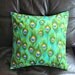 Throw pillow green blue teal peacock eyes pattern feather 18 x 18 inch cushion cover decorative accent pillow