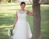 Illusion Neckline Tulle Reception Wedding Dress