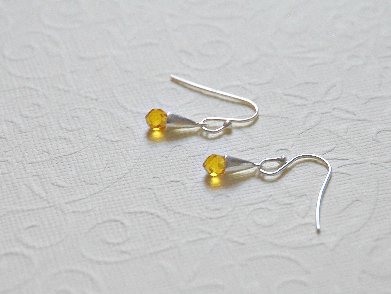 Topaz teardrop earrings - tiny faceted briolettes - sterling silver - ssummer bright lemon zest yellow - simple birthstone jewelry - Caitlin