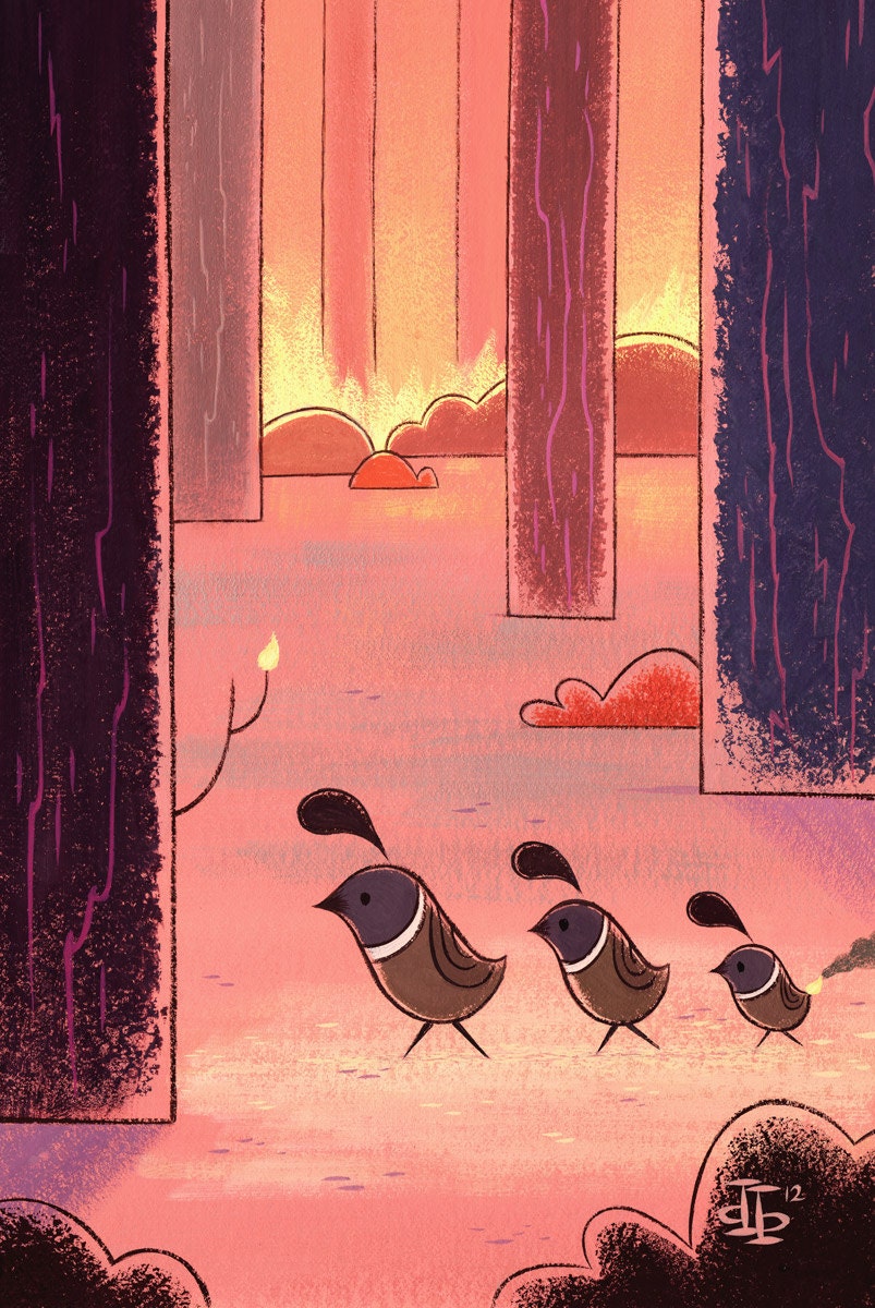 Quails Alight - Limited Edition Print