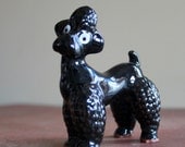 Vintage Ceramic Black Poodle Dog Figurine