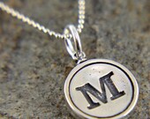 Letter M Typewriter Key Pendant Necklace Charm - Other Letters Available
