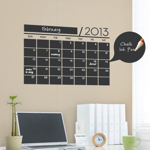 Chalkboard Wall Calendar - Vinyl Wall Decals