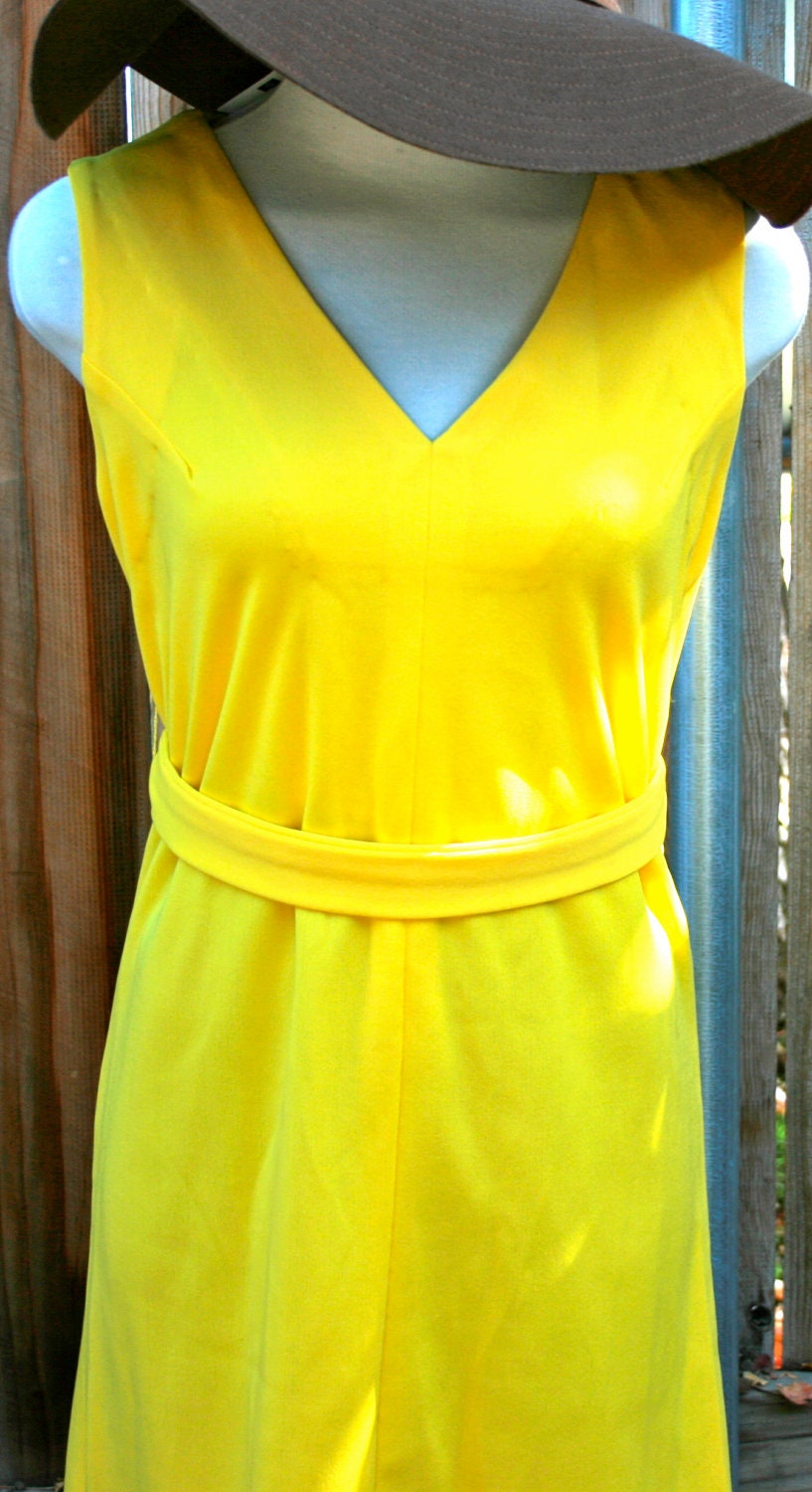 Sunshine Yellow handmade vintage dress with belt