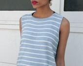 Vintage 1990's Blue Sailor Stripe Knit Tank Top S/M