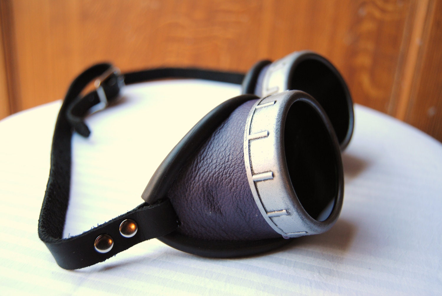Purple steampunk goggles