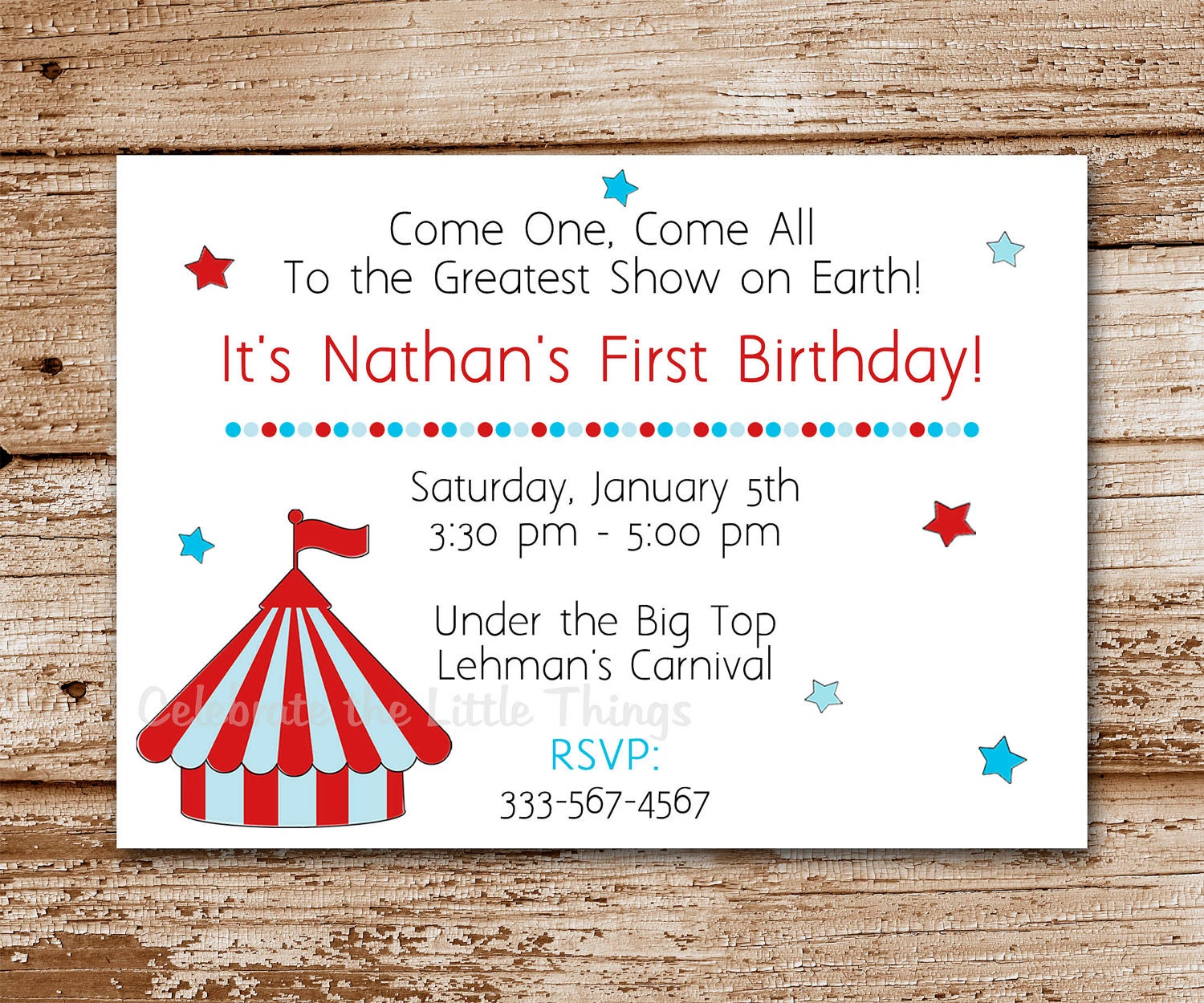 SET of 12 CIRCUS, CARNIVAL Invitations : Circus Tent Il_570xn