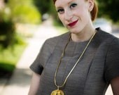 Vintage 1970s Gold Wire Pendant Necklace, Strands in Spherical Disco Illusion