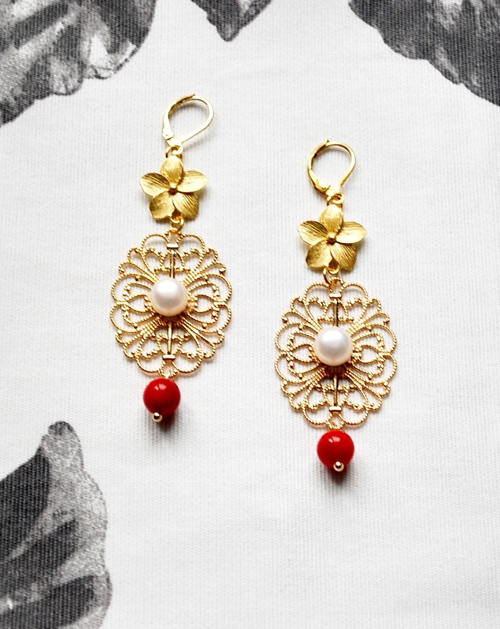 Red Coral Earrings