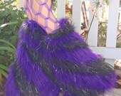 Ursula Inspired Furry Boot Covers - Sparkle Black & Purple Kandi Kane Style, Go Go Fluffies