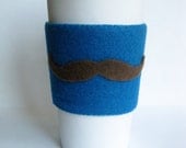 Mustache Felt Cup Sleeve for Fancy Beverage Times - Blue