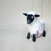 Clara - Felt Sheep. Art Puppet Handmade Marionette Stuffed Animal Felted Toy. white black neutral  purple .  MADE TO ORDER.