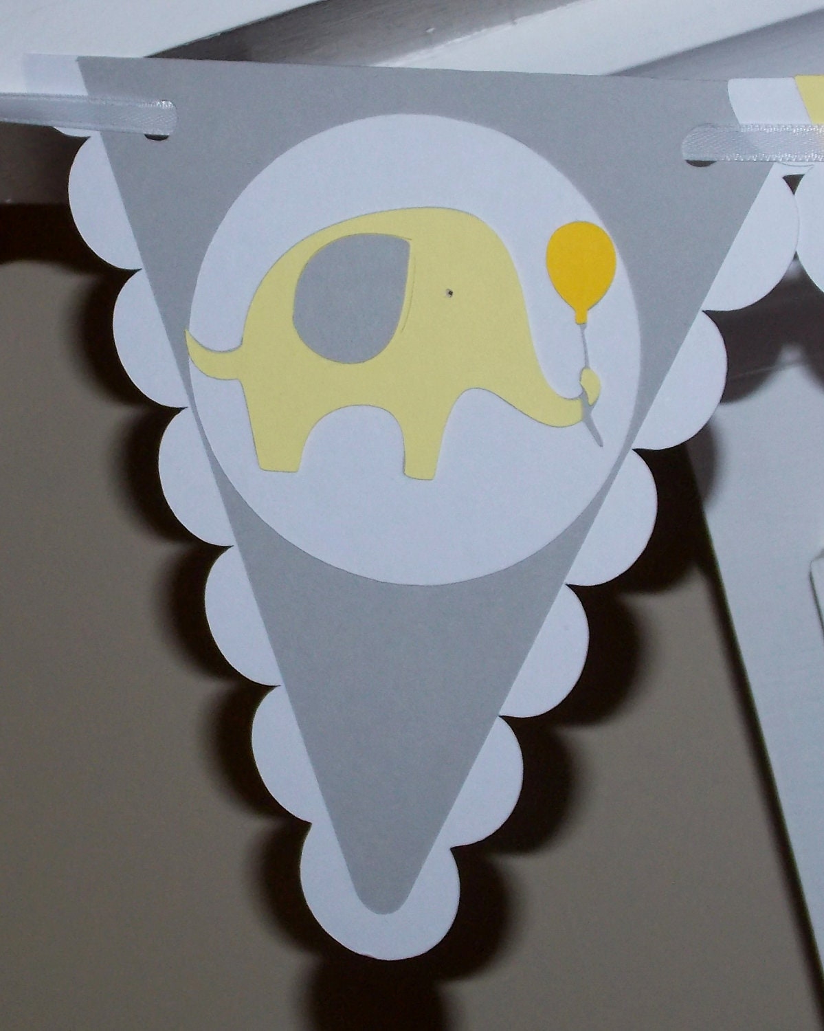 Baby Shower Banner ... Elephant ... Yellow Grey White ... Welcome Baby ... MADE TO ORDER ... Wall Decor ... adjustable panels Il_170x135