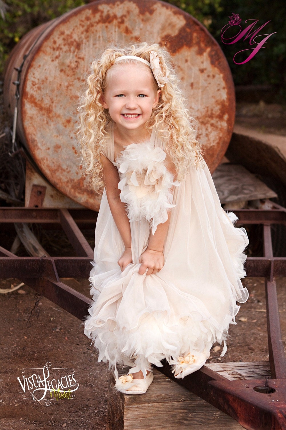 Sweet Delight Girls Feather Dress